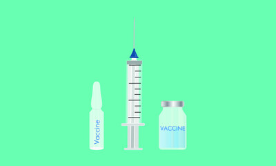 Coronavirus vaccine vector background. Covid-19 corona virus vaccination with vaccine bottle and syringe injection tool for covid19 immunization treatment