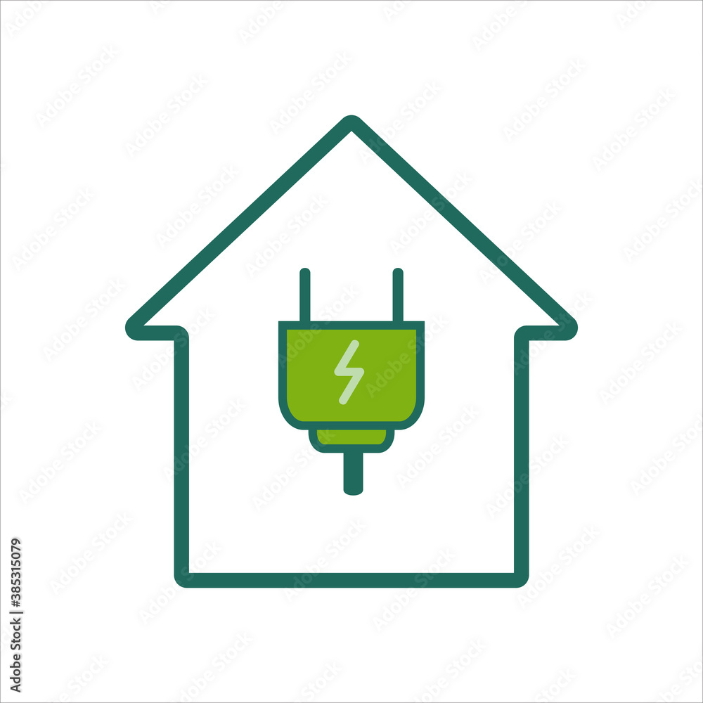 Poster home icon. home icon with power button. home icon concept for mobile and web design, design element.