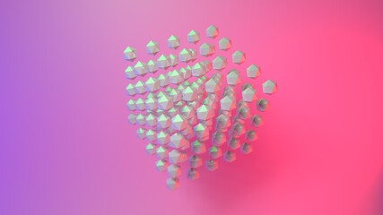 Platonic shapes form a cube, 3D render illustration