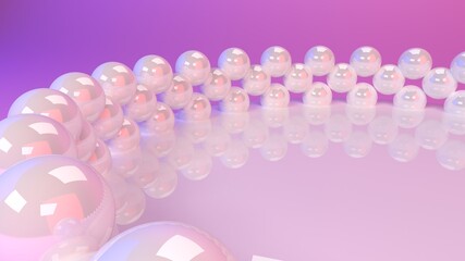 White stage with spheres on pink for products background, 3D render illustration