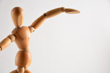 Wooden Mannequin Wooden dummy vor weßem Hintergrund