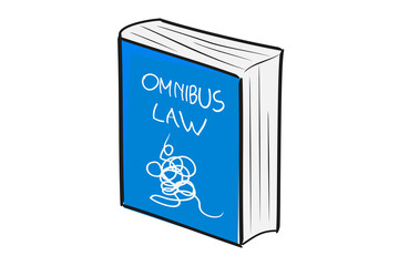 Illustration Vector for Complitcated Omnibus Law, Blue Hand Draw Sketch Bigbook, at with background