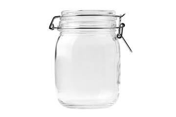 Empty Glass jar with cap isolated on a white background. For Design and Artwork.