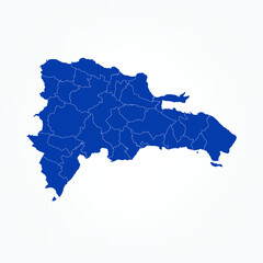 High Detailed Blue Map of Dominican Republic on White isolated background, Vector Illustration EPS 10