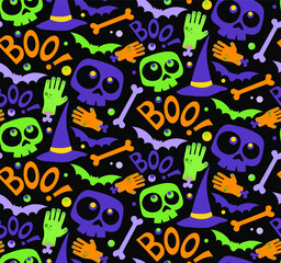 Halloween colorful cute seamless pattern 