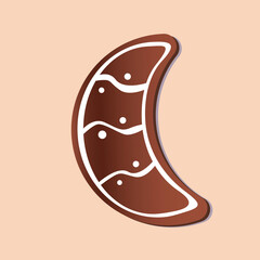 Christmas chocolate gingerbread isolated, vector stock illustration with Christmas cookies, gingerbread, cooking with moon