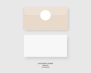 Set of blank realistic envelope and paper mockup. Mockup vector isolated. Template design. Realistic vector illustration.