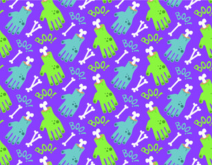 Zombie hand Halloween seamless pattern 