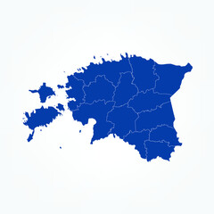Fototapeta premium High Detailed Blue Map of Estonia on White isolated background, Vector Illustration EPS 10