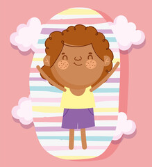 childrens day, cartoon cute boy with stripes background