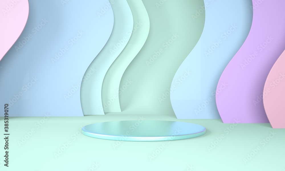 Poster podium use for product presentation. abstract wave background. 3d rendering - illustration.