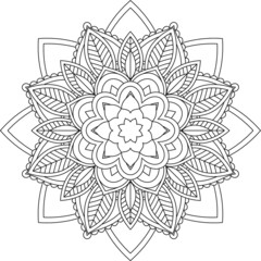 Easy Mandala coloring book simple and basic for beginners, seniors and children. Set of Mehndi flower pattern for Henna drawing and tattoo. Decoration in ethnic oriental, Indian style.