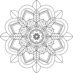 Easy Mandala coloring book simple and basic for beginners, seniors and children. Set of Mehndi flower pattern for Henna drawing and tattoo. Decoration in ethnic oriental, Indian style.