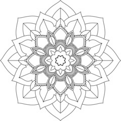 Easy Mandala coloring book simple and basic for beginners, seniors and children. Set of Mehndi flower pattern for Henna drawing and tattoo. Decoration in ethnic oriental, Indian style.