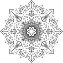 Easy Mandala coloring book simple and basic for beginners, seniors and children. Set of Mehndi flower pattern for Henna drawing and tattoo. Decoration in ethnic oriental, Indian style.