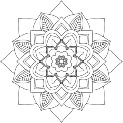 Easy Mandala coloring book simple and basic for beginners, seniors and children. Set of Mehndi flower pattern for Henna drawing and tattoo. Decoration in ethnic oriental, Indian style.