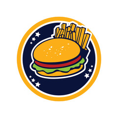 crisp burger design logo vector for food court restaurant business
