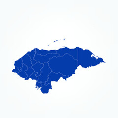 High Detailed Blue Map of Honduras on White isolated background, Vector Illustration EPS 10