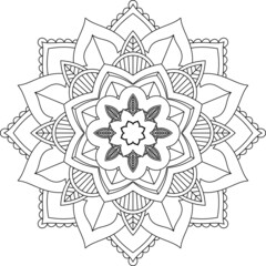 Easy Mandala coloring book simple and basic for beginners, seniors and children. Set of Mehndi flower pattern for Henna drawing and tattoo. Decoration in ethnic oriental, Indian style.
