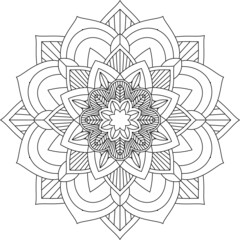 Easy Mandala coloring book simple and basic for beginners, seniors and children. Set of Mehndi flower pattern for Henna drawing and tattoo. Decoration in ethnic oriental, Indian style.