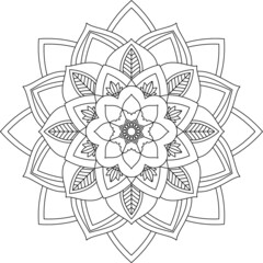 Easy Mandala coloring book simple and basic for beginners, seniors and children. Set of Mehndi flower pattern for Henna drawing and tattoo. Decoration in ethnic oriental, Indian style.