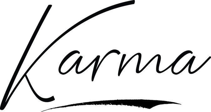 Karma Calligraphy Handwritten Typography Text on
White Background