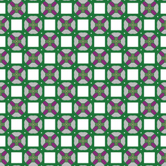 Vector seamless pattern texture background with geometric shapes, colored in purple, green, brown, white, grey colors.