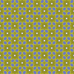 Vector seamless pattern texture background with geometric shapes, colored in blue, green, black, white colors.