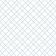 Fototapeta premium Vector seamless pattern texture background with geometric shapes, colored in blue, white colors.
