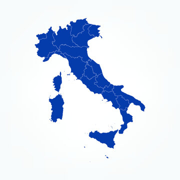 High Detailed Blue Map of Italy on White isolated background, Vector Illustration EPS 10