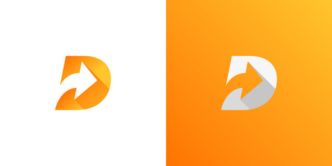 Letter D logo design . letter D and arrow concept