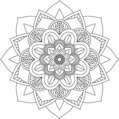 Easy Mandala coloring book simple and basic for beginners, seniors and children. Set of Mehndi flower pattern for Henna drawing and tattoo. Decoration in ethnic oriental, Indian style.