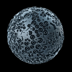 Sci-Fi Orb Isolated On Black Background, Mechanical, Robotic Gear