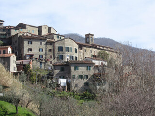 Fototapeta na wymiar Panorama of Castelvecchio village, province of Pistoia . Tuscany, Italy