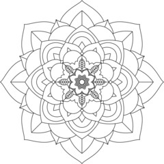 Easy Mandala coloring book simple and basic for beginners, seniors and children. Set of Mehndi flower pattern for Henna drawing and tattoo. Decoration in ethnic oriental, Indian style.
