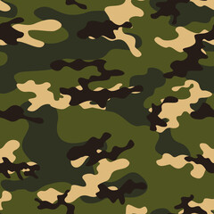 Fototapeta premium Green camouflage light background vector template for textiles.