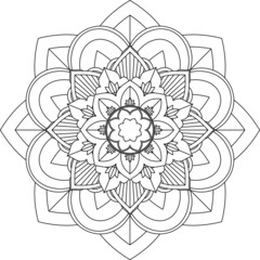 Easy Mandala coloring book simple and basic for beginners, seniors and children. Set of Mehndi flower pattern for Henna drawing and tattoo. Decoration in ethnic oriental, Indian style.