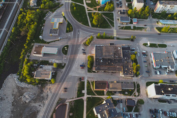 Aerial Townscape of Town Poliarnye Zori located in Northwestern Russia