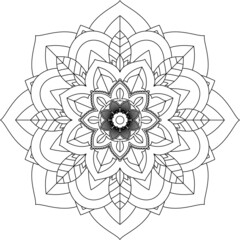 Easy Mandala coloring book simple and basic for beginners, seniors and children. Set of Mehndi flower pattern for Henna drawing and tattoo. Decoration in ethnic oriental, Indian style.