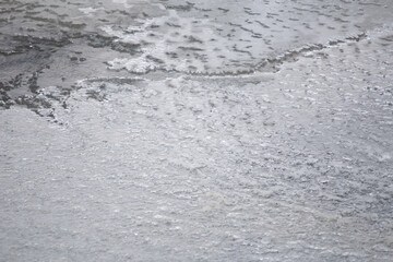 Closeup of ice on a frozen creek