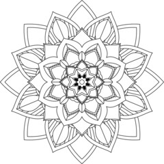 Easy Mandala coloring book simple and basic for beginners, seniors and children. Set of Mehndi flower pattern for Henna drawing and tattoo. Decoration in ethnic oriental, Indian style.
