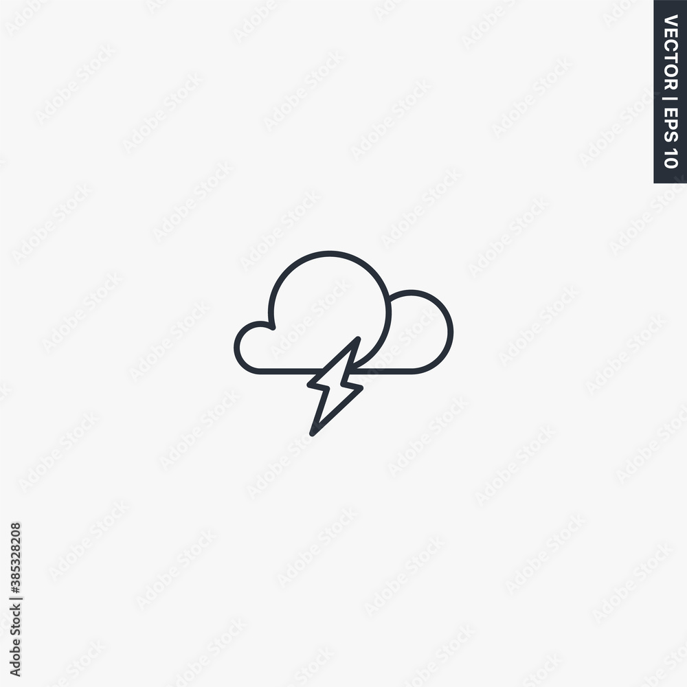 Aufkleber cloudy thunderstorm, linear style sign for mobile concept and web design