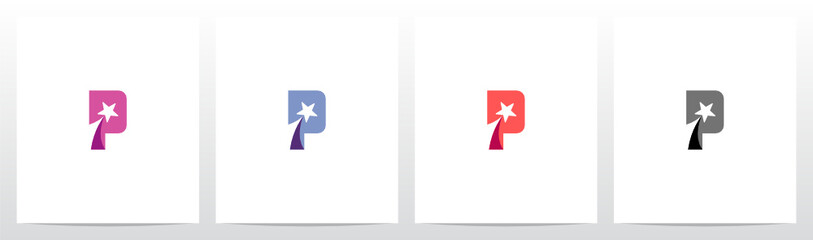 Shooting Star On Letter Logo Design P - obrazy, fototapety, plakaty