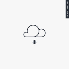 Snow, cloudy, linear style sign for mobile concept and web design