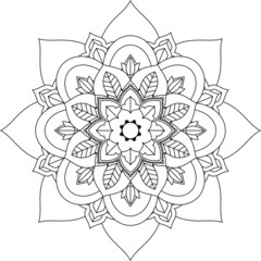 Easy Mandala coloring book simple and basic for beginners, seniors and children. Set of Mehndi flower pattern for Henna drawing and tattoo. Decoration in ethnic oriental, Indian style.