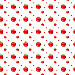 Fresh tomato seamless photographic pattern. Tomato repetitive on white background