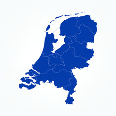 Fototapeta premium High Detailed Blue Map of Netherlands on White isolated background, Vector Illustration EPS 10