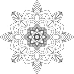 Easy Mandala coloring book simple and basic for beginners, seniors and children. Set of Mehndi flower pattern for Henna drawing and tattoo. Decoration in ethnic oriental, Indian style.