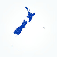 High Detailed Blue Map of New Zealand on White isolated background, Vector Illustration EPS 10