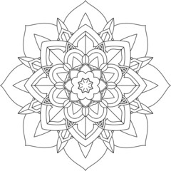 Easy Mandala coloring book simple and basic for beginners, seniors and children. Set of Mehndi flower pattern for Henna drawing and tattoo. Decoration in ethnic oriental, Indian style.
